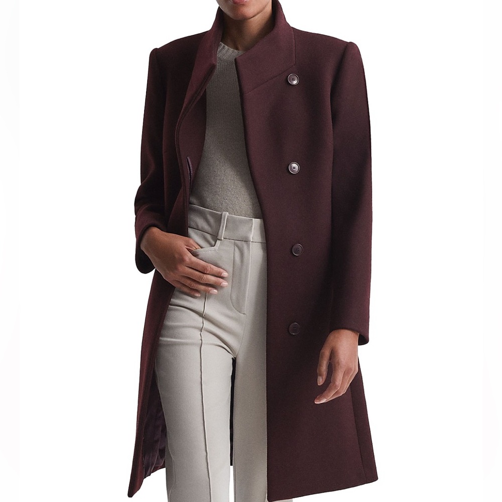 REISS MIA WOOL BLEND COAT - Berry